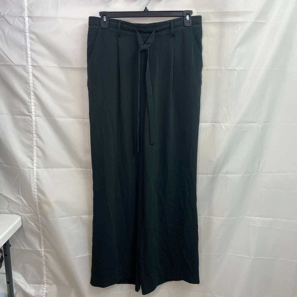 A New Day women's black pull on belted wide leg stretch high rise pants casual